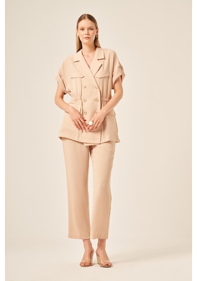 Ftz Women Kadın Crep Pantolonlu Takım Beige 31173 Beige