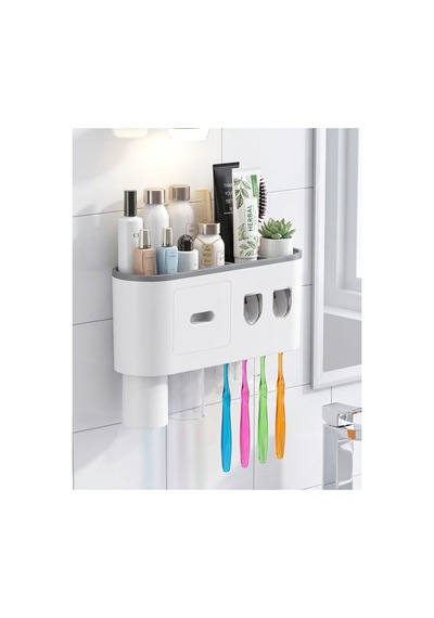 Banyo Organizer Diş Fırçası Tutucu Çift Dispenserli Raflı Çekmeceli Tkndhmngo Çok Renkli Çok Renkli