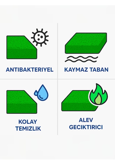 Beylini 12 Mm Kıvırcık Paspas İç Dış Mekan Pvc Zemin Halısı Kapı Girişi Banyo Duş Apartman Havuz Ve İş Yeri Yeşil