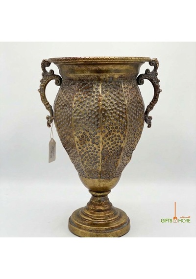 Metal Antik Gold Dekoratif Vazo 43 X 24 Cm Antika Altın