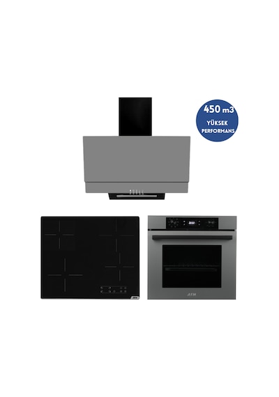 Alveus AFM Serisi En1 Dijital Elektrikli Vitro. Antrasit-Gri Ankastre Set V6-04 + Fm3407 + Fm7710