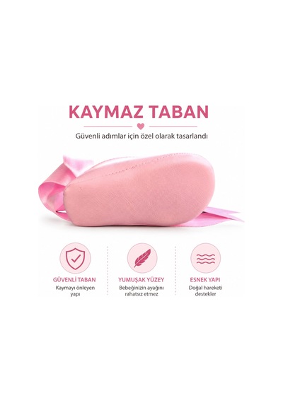 Baby Shez Kız Bebek Ayakkabısı Yumuşak Kaymaz Taban Rahat Babet Patik Özel Gün Pembe