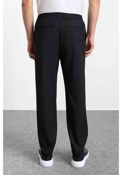 Süvari Siyah Slim Düz Twill Lastikli Jogger Pantolon Spn2020500028-s09