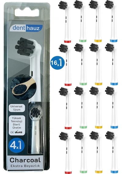Charcoal - Aktif Karbon Ekstra Beyazlık Oral B Şarjlı Diş Fırçası Yedek Başlığı - 16'lı Yedek Başlık