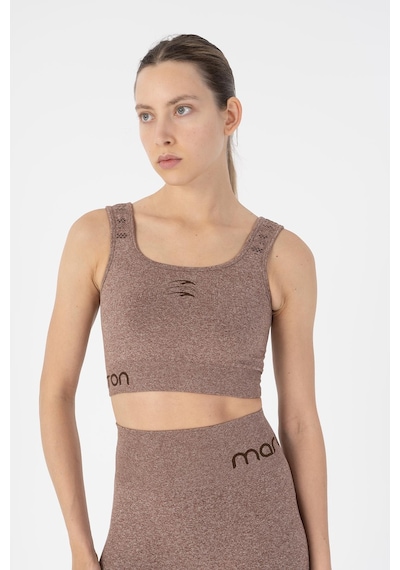 Maraton Slimfit Kadın Düz Yaka Kahve Melanj- Bra Kahve Melanj-