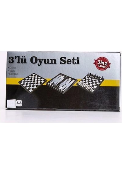 Yk 3'Lü Oyun Seti Dama Tavla Satranç