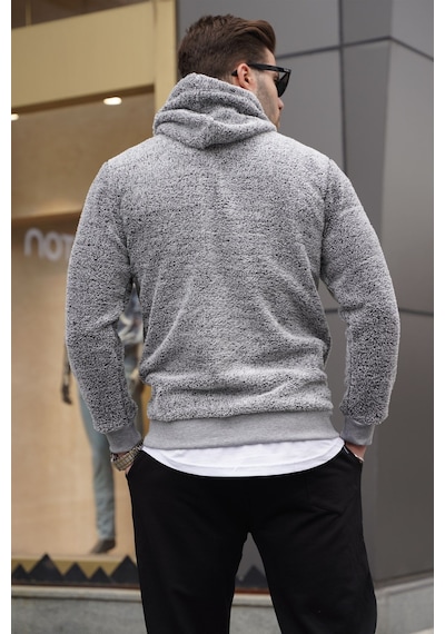 Madmext Madmext Kapşonlu Peluş Sweatshirt Gri 4390-gri Gri