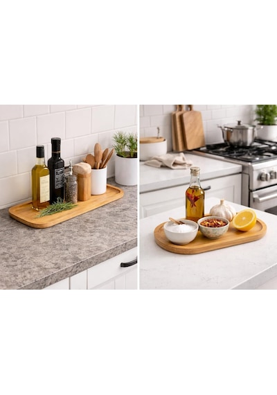 4 Lü Bambu Servis Tepsisi Seti Doğal Ahşap Bambu, Yuvarlatılmış Kenarlı, Kahvaltı Tepsisi, Sunum Ve Servis İçin Çok Amaçlı, Dayanıklı, Şık Ve Modern Bambu Tepsi Seti Çok Renkli