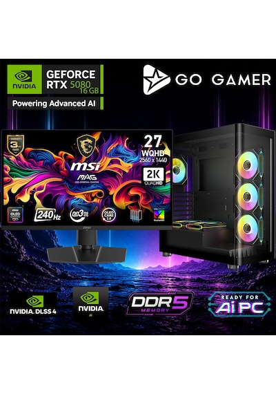 Go Gamer E856DP ULTRA 9 285K 128 GB 2 TB SSD RTX5080 16 GB 27" Free Dos Oem Paket Masaüstü Oyuncu Bilgisayarı