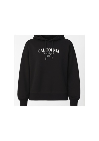 We&me Oversize Kapüşonlu Kalın Sweatshirt Siyah