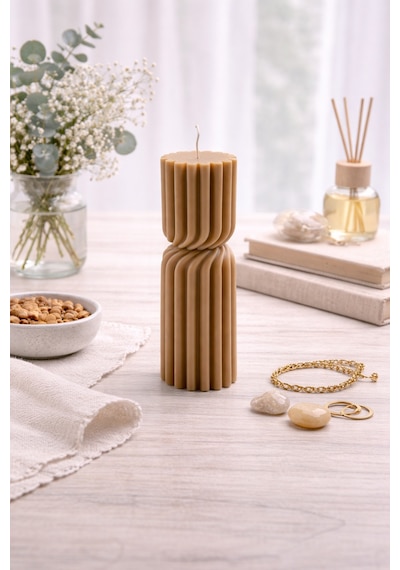 Dekoratif Lüks Soya Mum,el Yapımı Doğal Mum,uzun Yanma Süreli Ev Hediyesi,ev Süsü Kahverengi 340 G Kahverengi