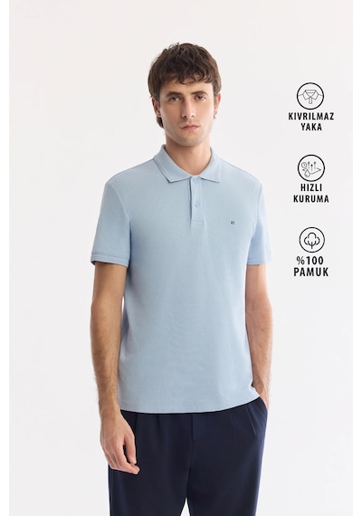 Avva Erkek Mavi Kıvrılmaz Polo Yaka %100 Pamuk Basic Regular Fit T-shirt B001032 Avva Erkek Mavi Kıvrılmaz Polo Yaka %100 Pamuk Basic Regular Fit T-shirt B001032