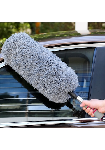 Teleskopik Saplı Araba Temizleme Püskülü Mikrofiber Oto Toz Alma Fırçası