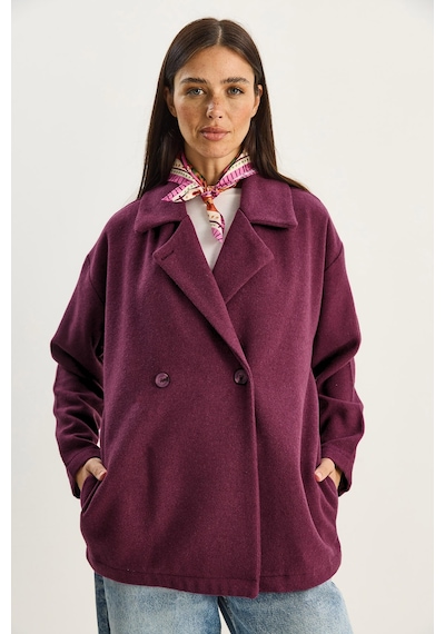 Shade Kadın Kruvaze Yaka Cep Detaylı Kaşe Blazer Ceket 60283757 - Mor