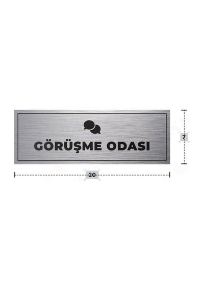 Görüşme Odası Yazılı - Metal - Gümüş Renk - Kapı İsimliği - 20x7 Cm