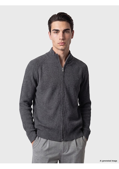 LC Waikiki Lc Waıkıkı Antrasit Regular Fit Dik Yaka Erkek Triko Hırka