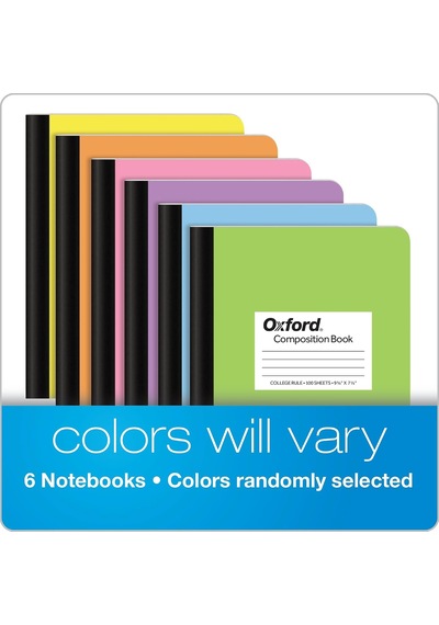 Oxford Kompozisyon Defterleri, 6'lı Paket, Kolej Çizgili Kağıt, 9-3/4 X 7-1/2 İnç, 100 Yaprak, Çeşitli Pastel Kılıflar 63760 Çok Renkli Oxford Kompozisyon Defterleri, 6'lı Paket, Kolej Çizgili Kağıt, 9-3/4 X 7-1/2 İnç, 100 Yaprak, Çeşitli Pastel Kılıflar 63760 Çok Renkli