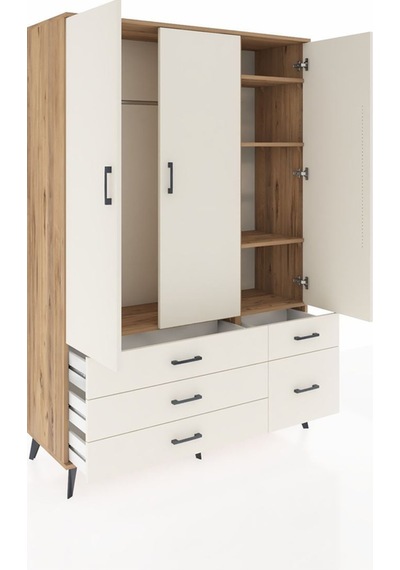 Hyperion Dolap 5 Raflı 5 Çekmeceli Tek Askılı 132x44x195 Çam-aytaşı/aytaşı Aytası/aytası Hyperion Dolap 5 Raflı 5 Çekmeceli Tek Askılı 132x44x195 Çam-aytaşı/aytaşı Aytası/aytası