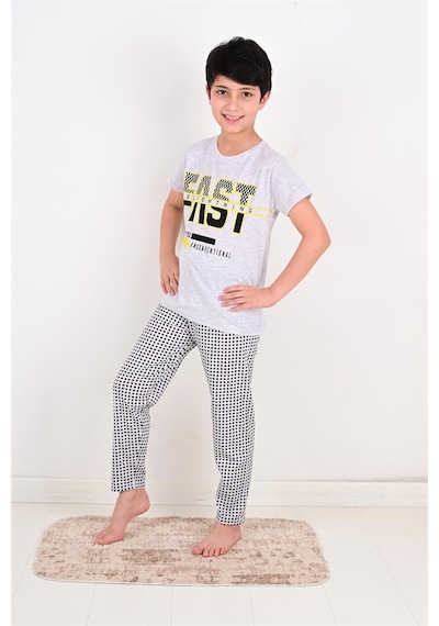 Vitmo Erkek Çocuk Kısa Kollu Pijama Takımı Fast Model Gri Gri Vitmo Erkek Çocuk Kısa Kollu Pijama Takımı Fast Model Gri Gri