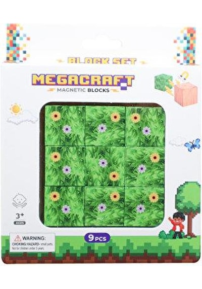 Megacraft Manyetik Bloklar Çiçekli Çim Desenli Blok 9 Parça Mc1400