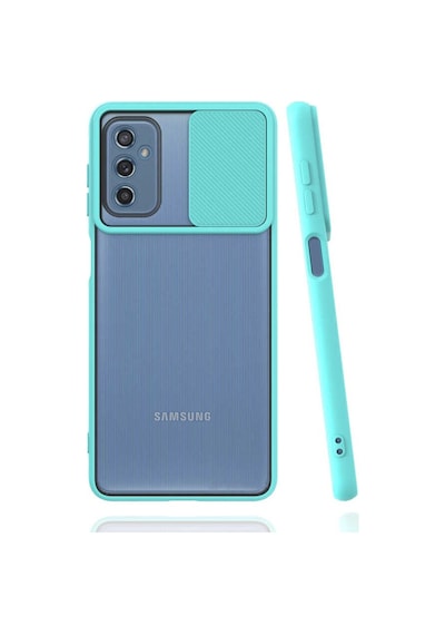 Kilifone - Samsung Uyumlu Galaxy M52 - Kılıf Slayt Sürgülü Arkası Buzlu Lensi Kapak - Turkuaz