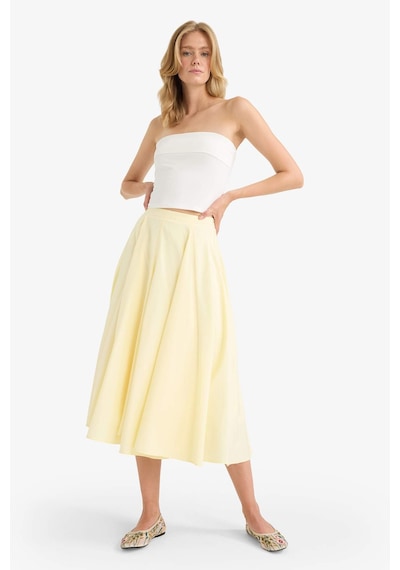 Defacto A Kesim Normal Bel Astarlı Poplin Maxi Etek G0777ax25smyl504 Sarı