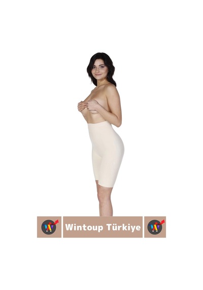 Özel Üretim İz İç Göstermez Kaymaz Sıkılaştırıcı Toparlayıcı Selülit Önlemeye Yardımcı Paçalı Korse Bej