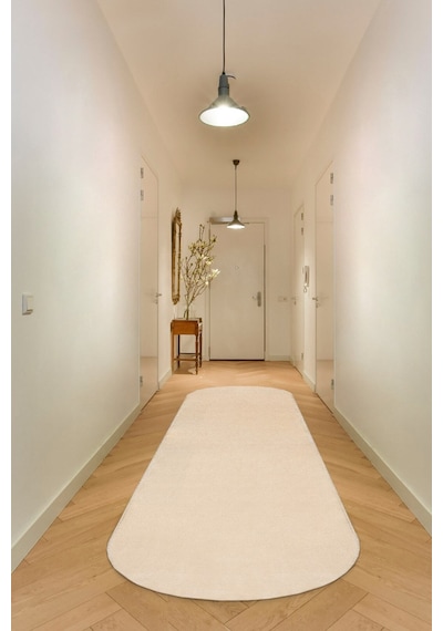 Vl Comfort Düz Saçaklı Peluş Düz Yolluk Bej Oval Vizon Saçaksız