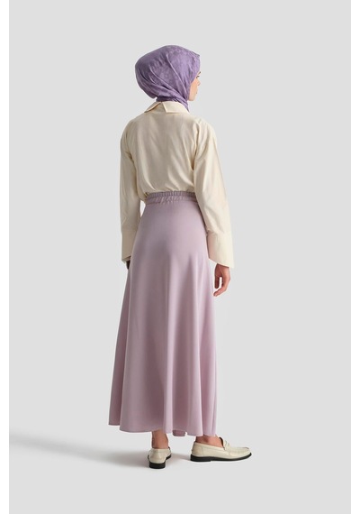 Armine Trend Düğme Detaylı Kloş Etek Lila 25yt113