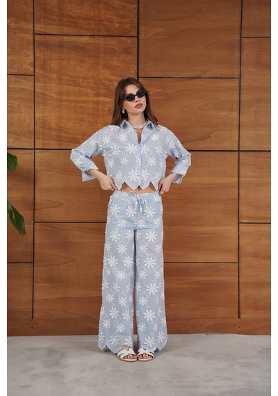 Verymoda D 2913 Nakışlı Pantolon D2913 Mavi