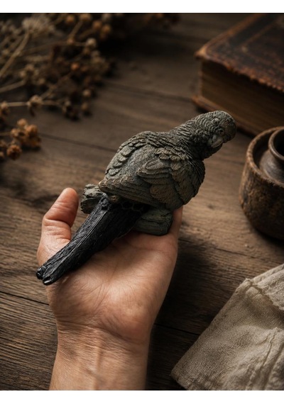 Papağan Biblo 20 Cm Dekoratif Kuş Figürü Rustik Otantik Ev Ofis Raf Süsü Hediyelik