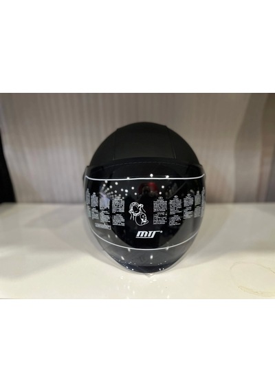 Mts FX-101 Deri Kaplama Çenesiz Kask Siyah