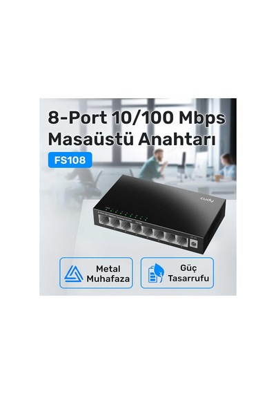 Fs108 8port 10/100mbps Duvar Montajlı Metal Masaüstü Switch