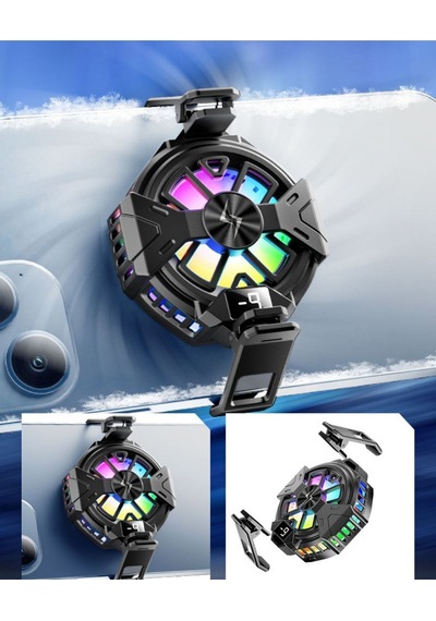 Mıknatıslı Mobil Fan Rgb Led Işıklı Isı Derece Göstergeli Gaming Live Cep Telefon Soğutucu Radyatörü