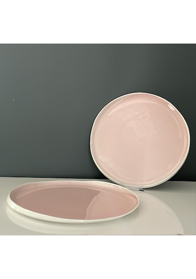 Tantitoni Sky Pembe Porselen 2 Li Servis Tabağı Seti 28,7 Cm pembe