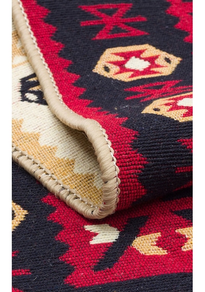 Red Yıkanabilir Çift Taraflı Modern Desenli Dokuma Kilim