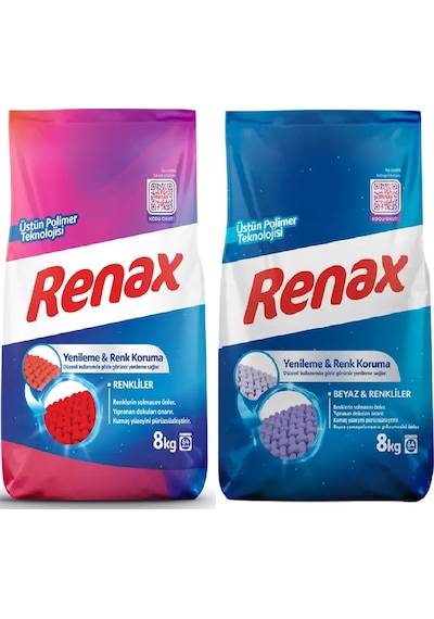 Renax Matik Beyaz & Renkliler için Toz Çamaşır Deterjanı 2 x 8 KG