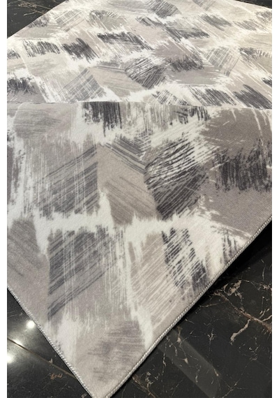 Villadia Home Textile Kaymaz Taban Modern Desen Halı Yolluk Leke Tutmaz Kolay Temizlenir Koridor Salon Yatak Mutfak Odası Vd4043gri Gri