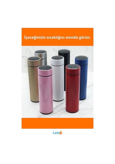 Dijital Sıcaklık Göstergeli Paslanmaz Çelik Termos 500 Ml Çok Renkli