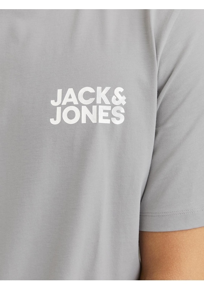 Jack & Jones Erkek Bisiklet Yaka Logolu Tişört - Corplogo - 12151955 Ultimate Grey Gri