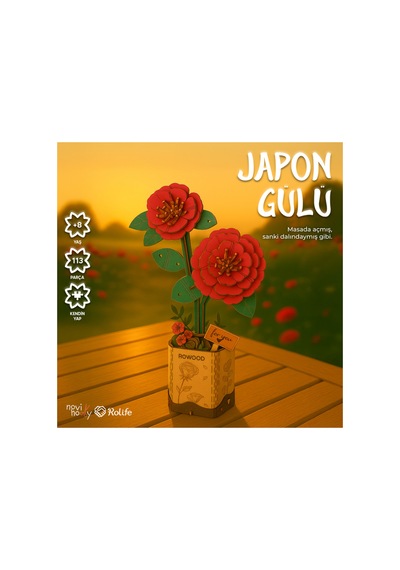 Ahşap Japon Gülü 3d Puzzle Ahşap Minyatür Maket Kiti Dıy Kendin Yap