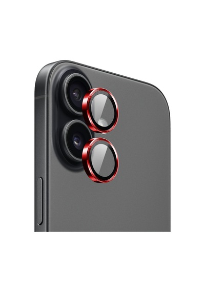 Apple iPhone Uyumlu 17 İçin Ipg Prolens Kamera Lens Koruyucu Alüminyum Cd Çerçeveli, Kırılmaz Cam Kırmızı