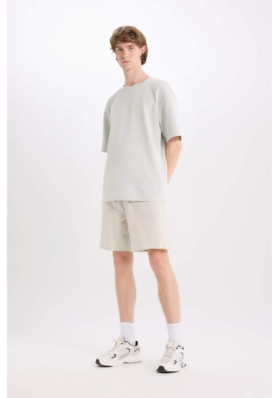 DeFacto %100 Pamuk Slim Fit Dar Kesim Dar Paça Cepli Basic Düz Şort B8673AX25SMGR437