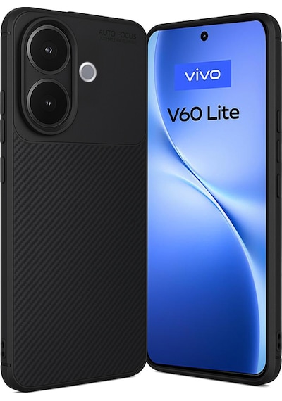 Vivo V60 Lite Uyumlu Auto Focus Karbon Kapak - Siyah