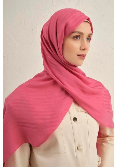 Armine Lyocell Viscon Stripes Desenli Şal 2 Pembe