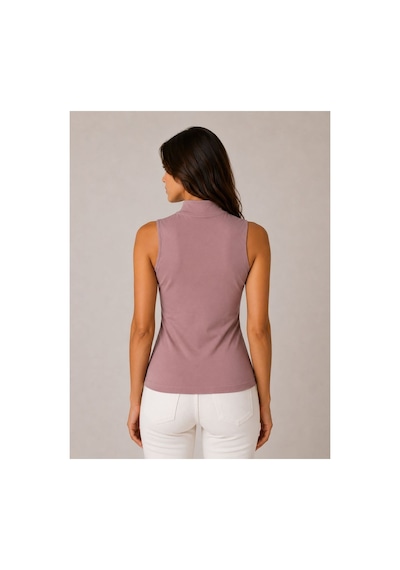 Pijamask Kadın Siyah Dik Yaka Kolsuz Esnek Kumaş Basic Tekli Bluz Pembe Pijamask Kadın Siyah Dik Yaka Kolsuz Esnek Kumaş Basic Tekli Bluz Pembe