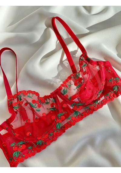 La Linaa Cherry Kırmızı Tanga Külotlu Sütyen Takımı-kırmızı Kırmızı