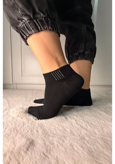 Ozzy Socks 3 Çift Kadın Taş Detaylı Dikişsiz & Takviyeli Patik Çorap Çok Renkli