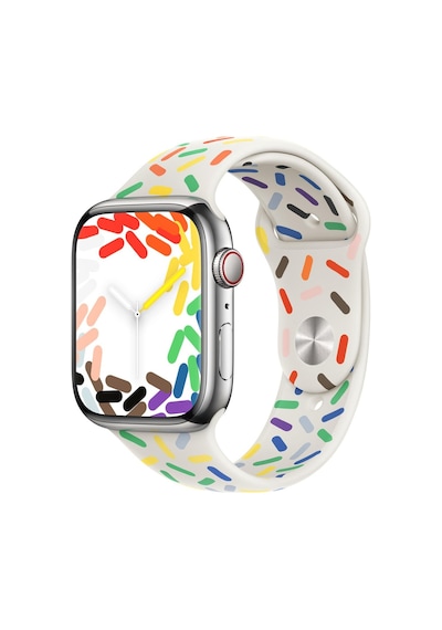 Microsonic Apple Uyumlu  Watch Series 6 44 MM Silikon Kordon V2 Pride Edition