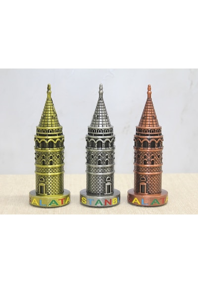 Büro Ev Ofis İstanbul Hatırası İçin Hediyelik 13cm Metal Galata Kulesi Figürü